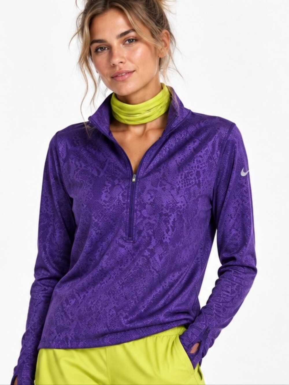 Nike Pro Dri Fit Purple Half Zip Popover Long Sleeve